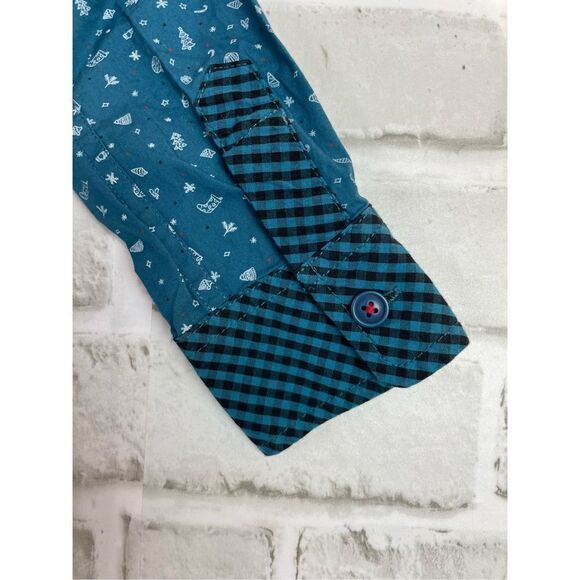 Matilda Jane Jack Frost Button Down Holiday Print Long Sleeve Top Size 4 - Picture 7 of 8